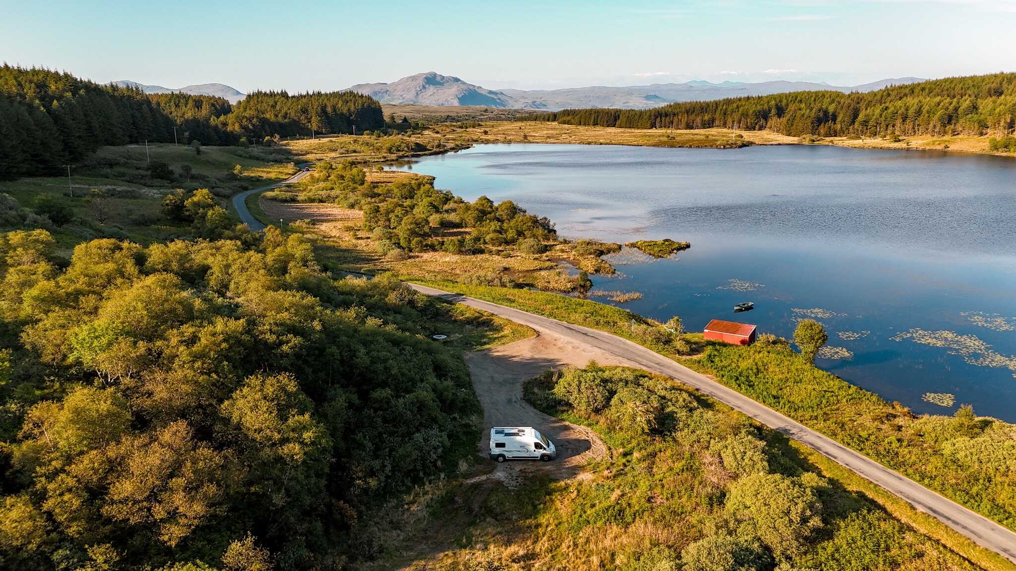 drone capture of campervan