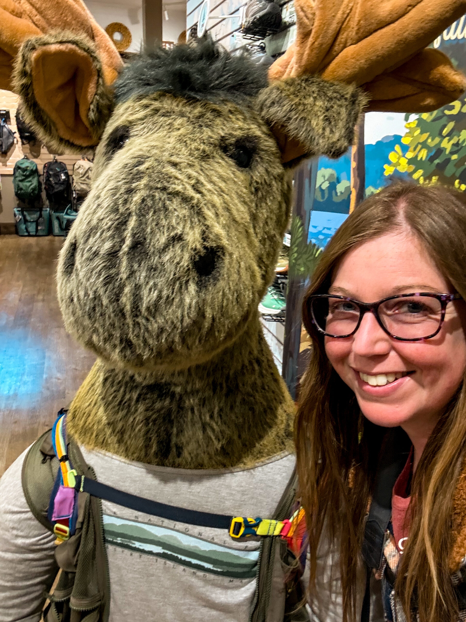 selfie with a fake moose